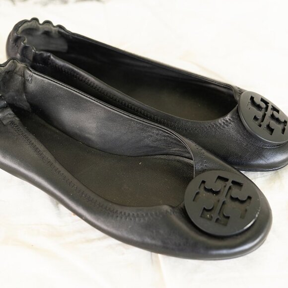 Tory Burch Claire Ballet Flat Leather Black Shoes size 10.5 $228 Current Style - Picture 5 of 5